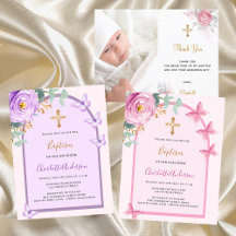 Baptism  pink purple florals girl