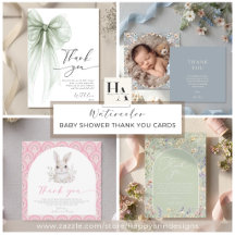 Watercolor Baby Shower Thank You Cards