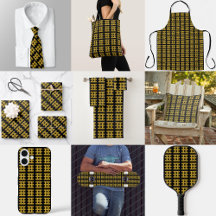 Wired Golden Cord Squared Pattern Gold On Black