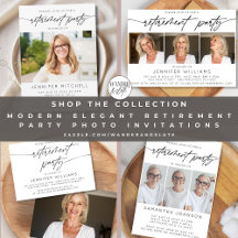 Modern Elegant Retirement Party Photo Invitations