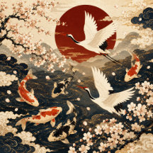 Elegant Japanese Koi & Crane Serenity Collection