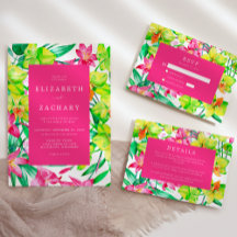 Watercolor Floral Bold Pink Wedding Suite