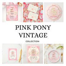 Pink Vintage Pony Carousel-Baby Shower