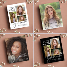 Elegant Script Photo Graduation Announcements