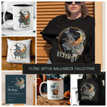 Fantasy Pastel Watercolor Funny Flying Witch Broom