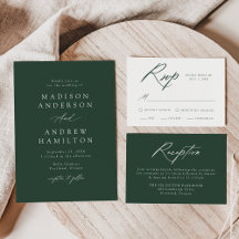 Elegant Calligraphy Forest Green Wedding