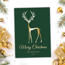 Minimalist Elegant Christmas Gold Reindeer Holiday
