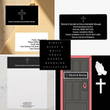 Modern Minimalist Black & White Cross Church Suite