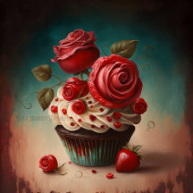 Red roses and a cupcake