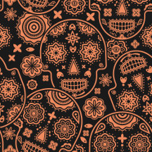 Spooky Black and orange sugar skull pattern