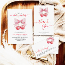 Cherry on Top Pink Coquette Sweet Girl Baby Shower