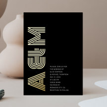 Retro Bold Metalpress Style Wedding Black