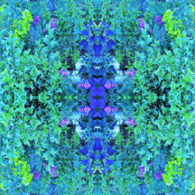 Abstract Chartreuse and Blue Foliage Pattern