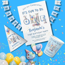 BOY DINO FIRST BIRTHDAY PARTY CUTE DINOSAURS 