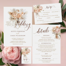 Chic Elegant Floral Peonies Boho Wedding 