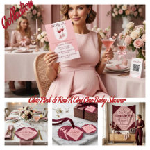 Chic Pink & Red A Tini One Baby Shower