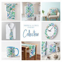 Tropical leaves pattern blue and green