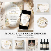 Light Gold Floral Princess Quinceañera Birthday 02