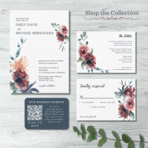 Modern Floral Burgundy Navy Peach Blush