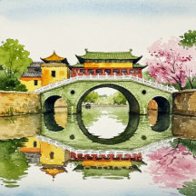China and Japan in watercolor