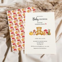 Autumn Teddy Bear and Mushroom Wonderland