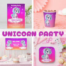 Unicorn on Vibrant Pink Birthday party