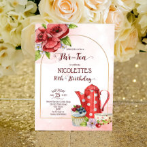 Tea Party red polka dots and flowers