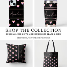 Personalized Modern Hearts Black Pink