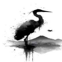 Japanese Crane Sumi-e Ink Art Collection