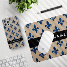 Fleur De Lis, Blue on Beige, Monogram Collection