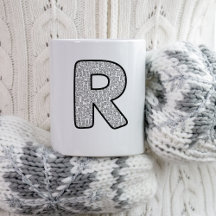 Modern Doodle Monogram Alphabet Mugs