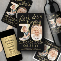 30th Birthday Party Invites & Decor • Black & Gold