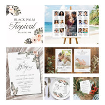 Black Palm Tropical Wedding Set