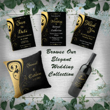 Gold And Black Wedding Invite Card Suite