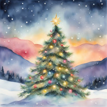 Winter Christmas Tree Snowy Scenery