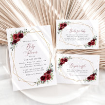 Burgundy Red Flowers Baby Shower Collection