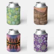Can Cooler Sleeves With Botanical Floral Plant Art