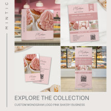 Custom Monogram Logo Pink Bakery Business 
