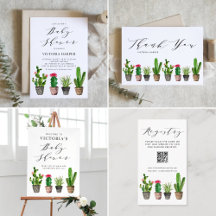 Boho Potted Cactus Baby Shower Collection
