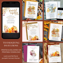 Pumpkin Harvest Fall Thanksgiving Invitations