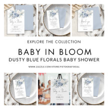 Baby In Bloom Dusty Blue Florals Baby Shower