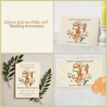 Elegant Gold and White 50th Wedding Anniversary 
