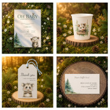 Woodland Opossum Baby Shower Collection