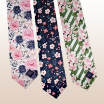 Floral Monogram Wedding Ties