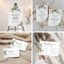 Eucalyptus Floral Greenery Baby Shower Collection