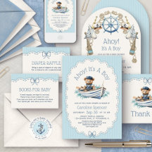 Ahoy It's a Boy Nautical Sailboat Bear Baby Shower