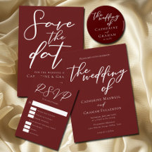 Elegant Burgundy Typography Evening Wedding