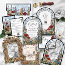 Stained Glass Wildflower & Vintage Book Wedding