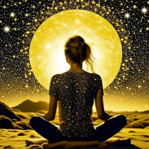 Woman Meditating Under the Full Moon