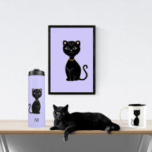 Elegant Black Cat Cartoon